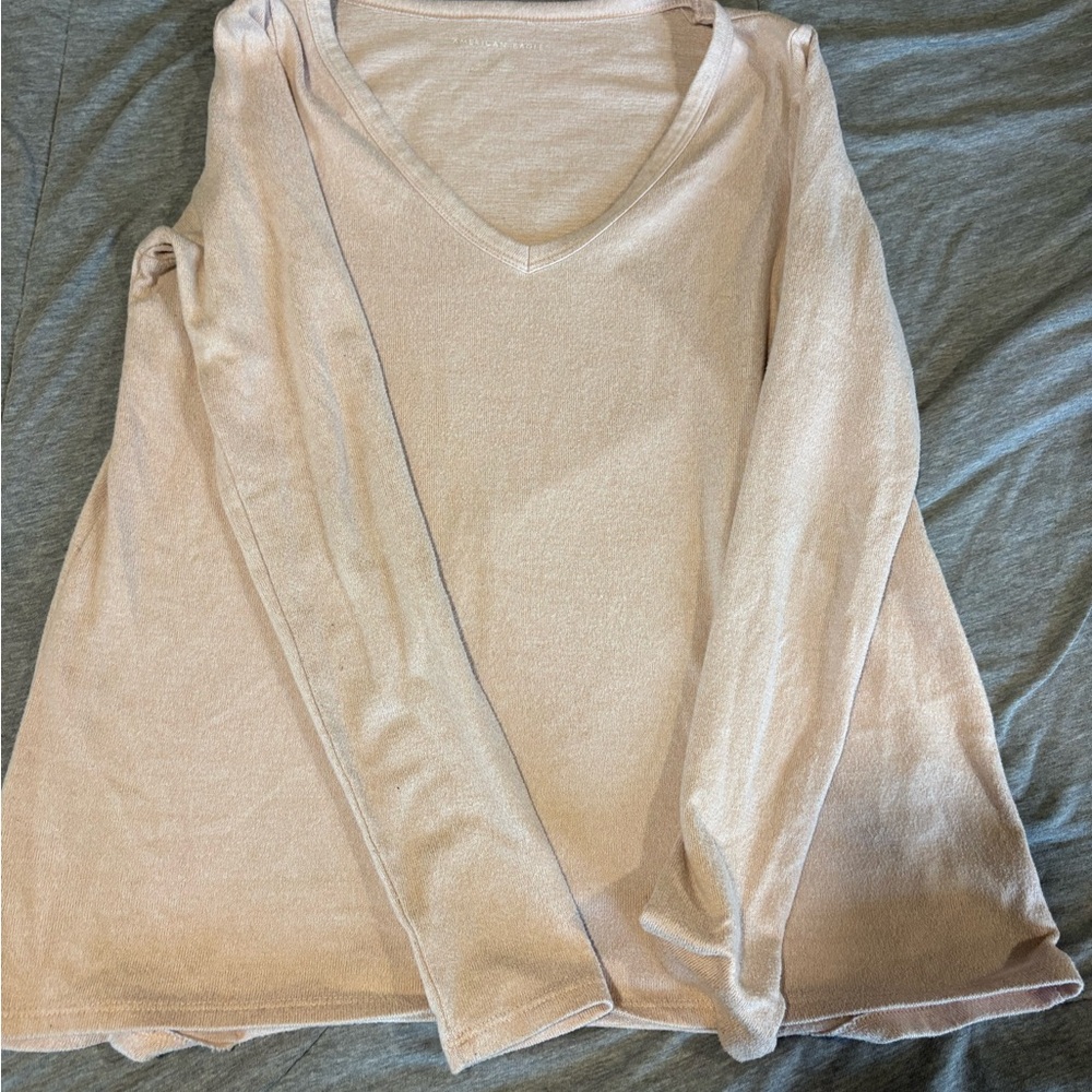 American Eagle Outfitters Blush V-Neck Knit Top
